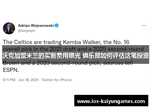 沃克加盟米兰的买断费用曝光 俱乐部如何评估这笔投资